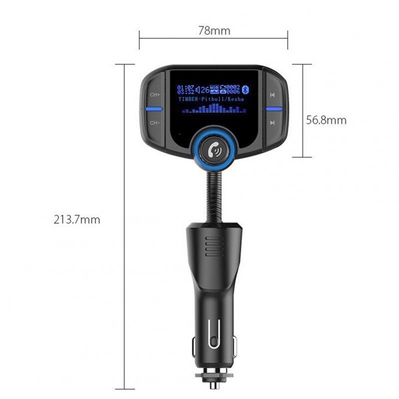Bt70 Car Bluetooth-compatible Mp3 Player Large Screen Dual Usb Card Cigarette Lighter Fm Transmitter Car Charger 
