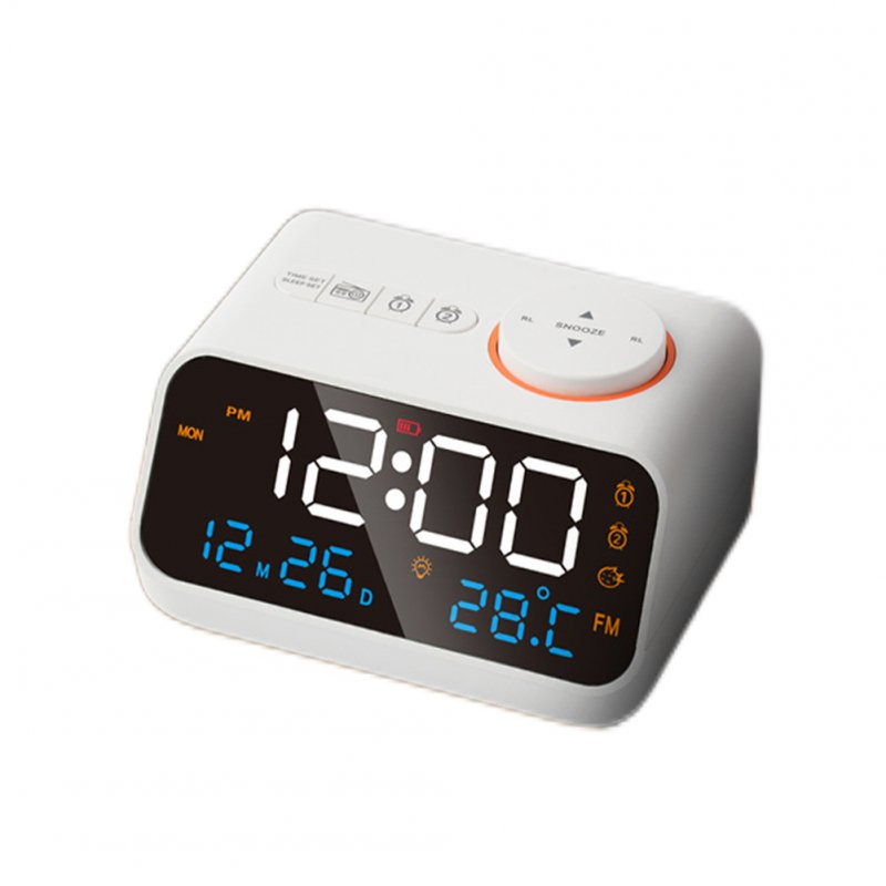 Led Digital Alarm Clock Fm Radio Dimming Rechargeable Temperature Humidity Meter with Snooze Function 
