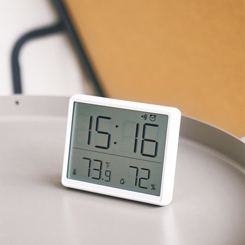 Lcd Digital Alarm Clock Large Screen Displays Magnetic Design Thermometer Meter Humidity Monitor 