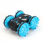 D878  1:20 2.4G RC Stunt Car Land Water Double Side Remote Control Vehicle Toy blue