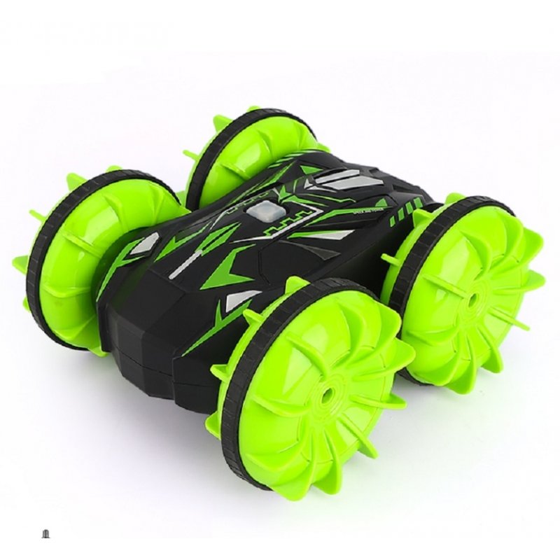 D878  1:20 2.4G RC Stunt Car Land Water Double Side Remote Control Vehicle Toy green