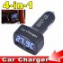 DC 5V 3 1A 4 in 1 LED Digital Voltmeter Ammeter Thermometer Dual USB Universal Car Charger Voltage Current Temperature Meter White blue light