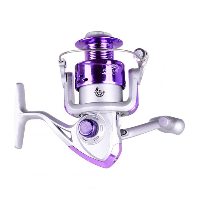 DEBAONE 8 Bearing Spinning Reel Plastics Spool Spinning Wheel Front Drag Fishing Reel Silver Purple FA7000 silver purple