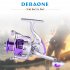 DEBAONE 8 Bearing Spinning Reel Plastics Spool Spinning Wheel Front Drag Fishing Reel Silver Purple FA7000 silver purple