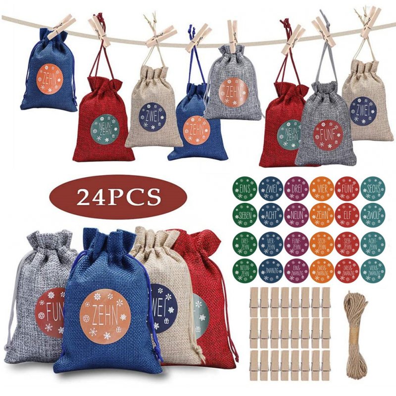 DIY Advent Calendar for Filling Christmas Gift Bags 1-24 Advent Numbers Sticker