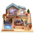DIY Dollhouse Miniature Kit Blue and White Town Handmade Villa Model Ornaments