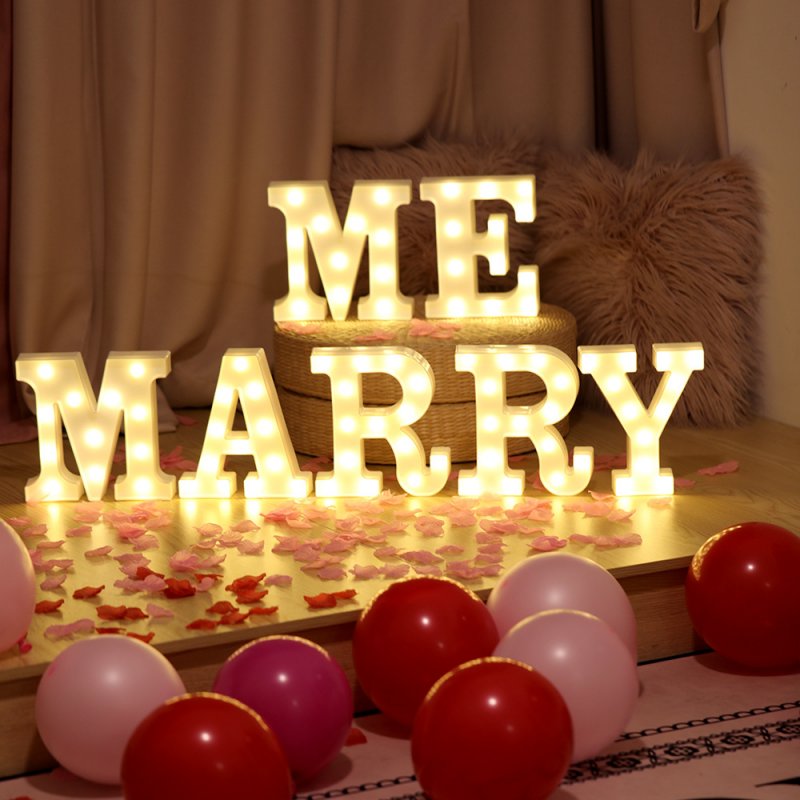 DIY English Letter Shape LED Night Light for Christmas Birthday Wedding Marriage Proposal Decor Photo Prop MARRY ME (7 letter combination) warm white battery