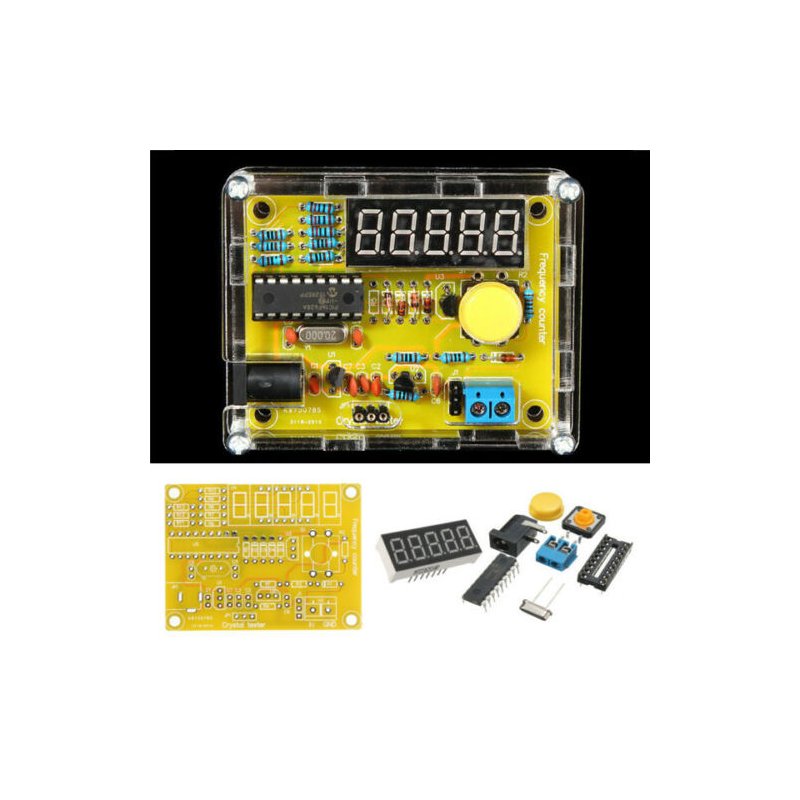 DIY Kits 1Hz-50MHz Crystal Oscillator Tester Frequency Counter Meter with Case yellow
