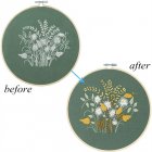 DIY Stamped Embroidery Starter Kit with Flowers Plants Pattern Embroidery Cloth Color Threads Tools Kit 30   30cm