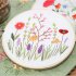 DIY Stamped Embroidery Starter Kit with Flowers Plants Pattern Embroidery Cloth Color Threads Tools Kit 20x20cm