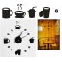 DIY Stylish Funny Coffee Cups Shape Mirror Sticker Clock Wall Clock Wall Sticker For Living Room Home Decoration Gold
