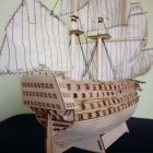 DIY Wood Assembled Victory Royal Navy Ship Sailboat Modeling Toy Decoration