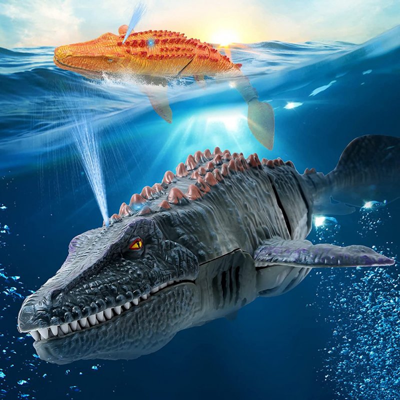 Remote Control Dinosaur Diving Toys RC Boat with Light Spray Water Kids Toy 