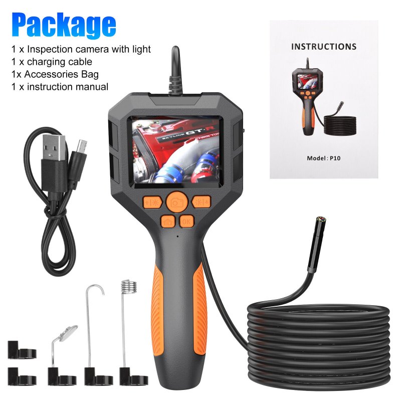 HD 1080P Led Handheld Borescope 2.8-inch Ips Screen 8mm Inspection Camera Industrial Endoscope for Auto Repair 