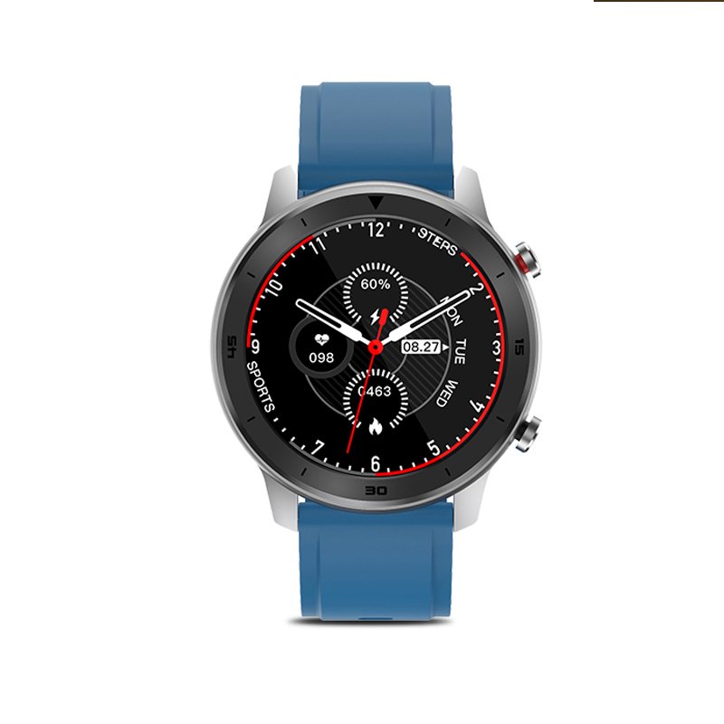 DT78 Smart Watch Fitness Tracker Men Women Wearable Devices Smart Band Heart Rate Monitor ECG Detection Smartwatch Sports Bracelet Silver dial blue strap