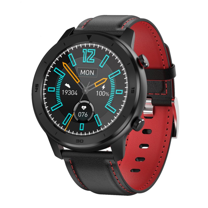 DT78 Smart Watch Sports Smartwatch Fitness Bracelet B1.3inch Full Touch Screen 230mAh Battery IP68 Waterproof Health Monitor Red leather band