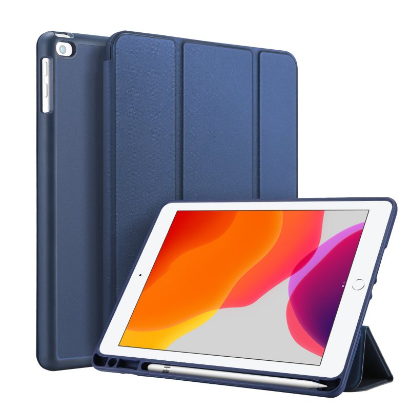 DUX DUCIS For iPad pro 7 10.2Inches 2019 PU Leather +TPU Back Shell Full Protective Case with Pen Holder blue