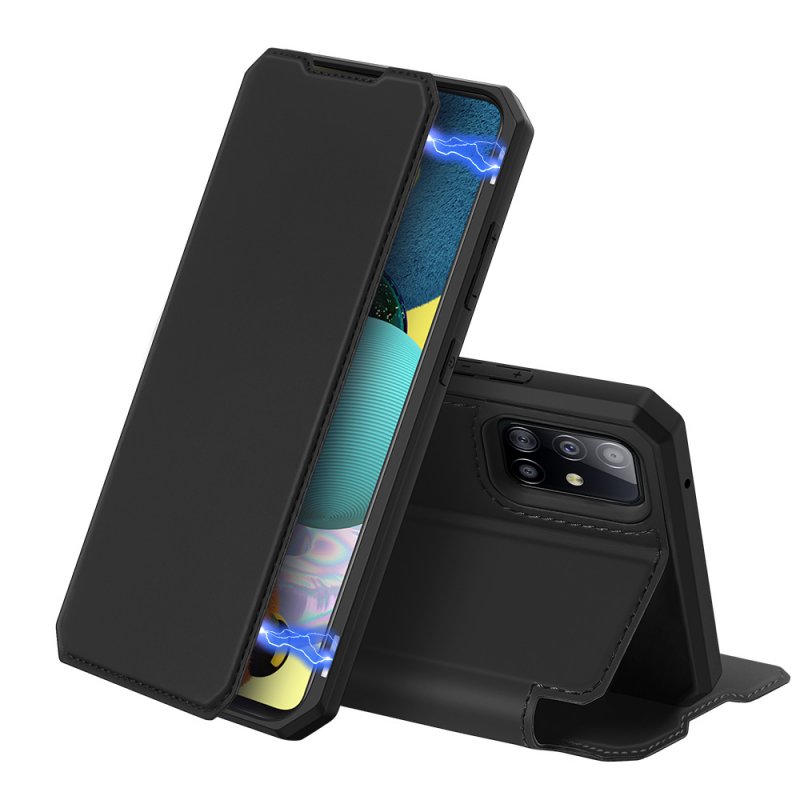 DUX DUCIS for Samsung A21S/A51 5G Magnetic Mobile Phone Holder Leather Case with Cards Slot black_Samsung A51 5G