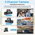 Dash Cam 3 Channel Front Rear Inside 1080P Car Dvr Dashboard Camera with IR Night Vision Loop Recording Black