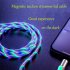Data Line LED Magnetic Micro USB Cable Android Type C IOS Fast Charging Cable for Mobile Phone blue Android interface