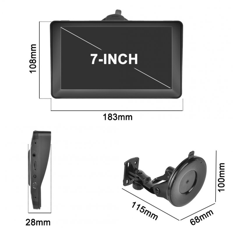 Car Navigation Device HD 7-inch Wire-controlled Touch Screen Display Loop Video Reversing Camera for Truck Rv 