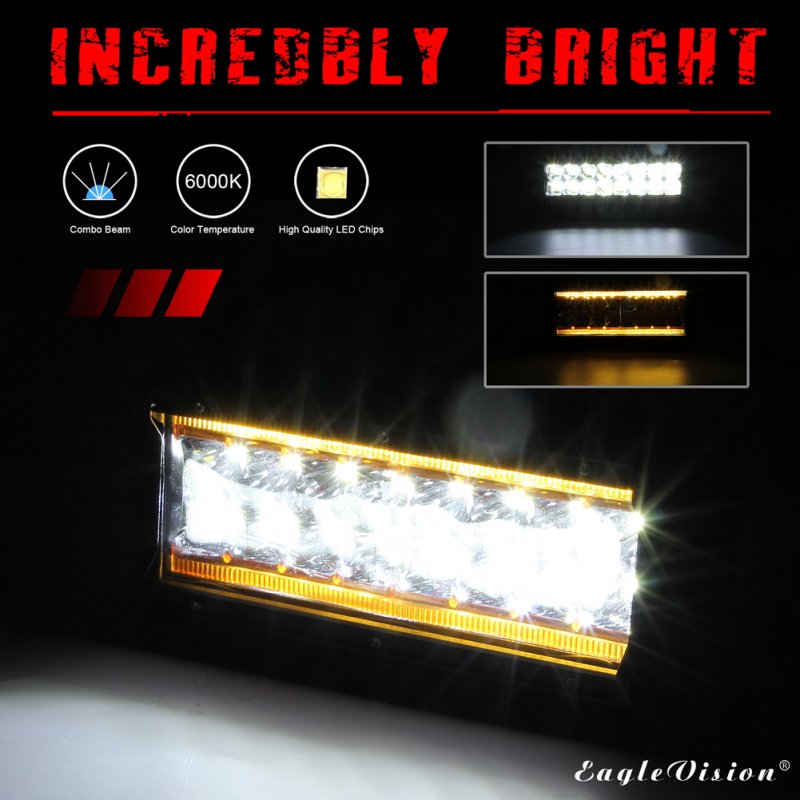 2PCS 7Inch LED Light Bar Marker Lights 240W 24000LM 3000K+6000K Led Driving Lights Fog Lights 