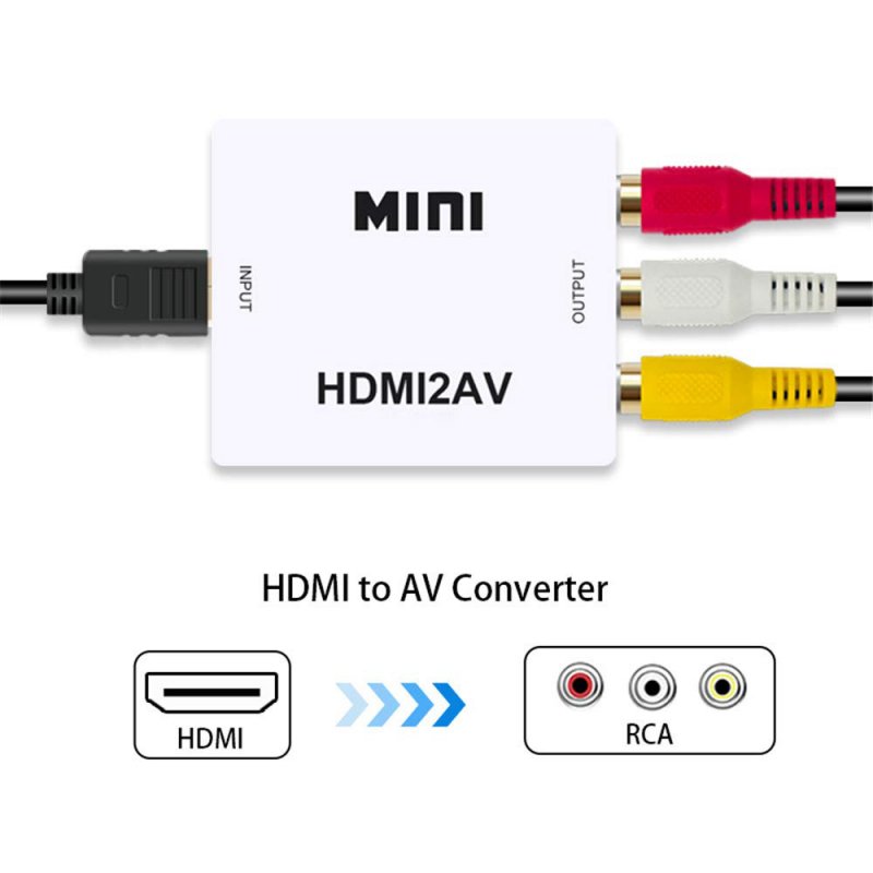 HDMI to AV Adapter HD Video Converter Box HDMI to RCA AV/CVSB L/R Video 1080P HDMI2AV Support NTSC PAL 