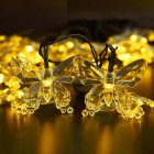 Decorative Butterfly Solar Powered String Lights 15 Feet 20 LED For Outdoor  Gardens  Lawn  Patio  Wedding Warm White