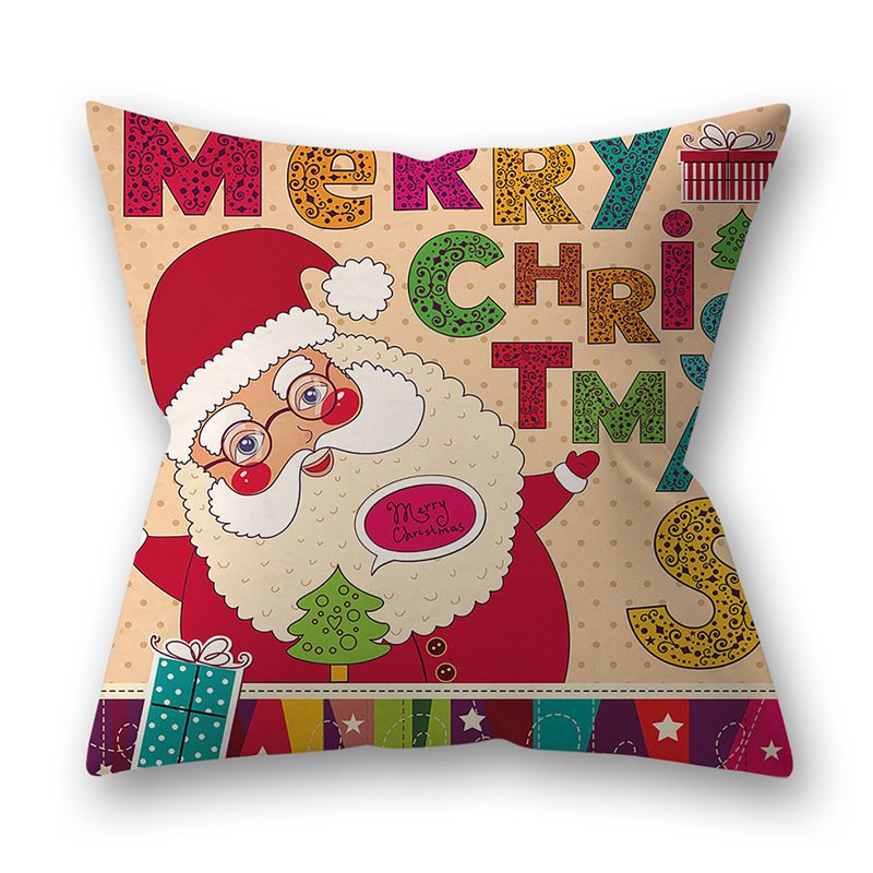 Decorative Polyester Peach Skin Christmas Series Printing Throw Pillow Cover 11#_45*45cm