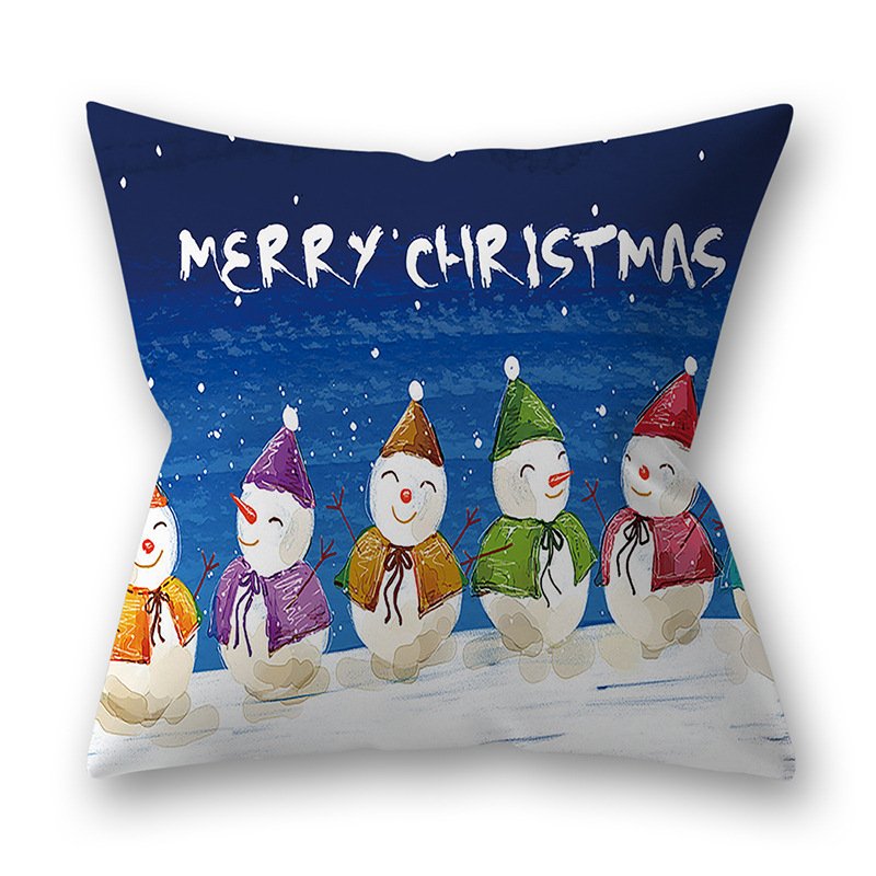 Decorative Polyester Peach Skin Christmas Series Printing Throw Pillow Cover 15#_45*45cm