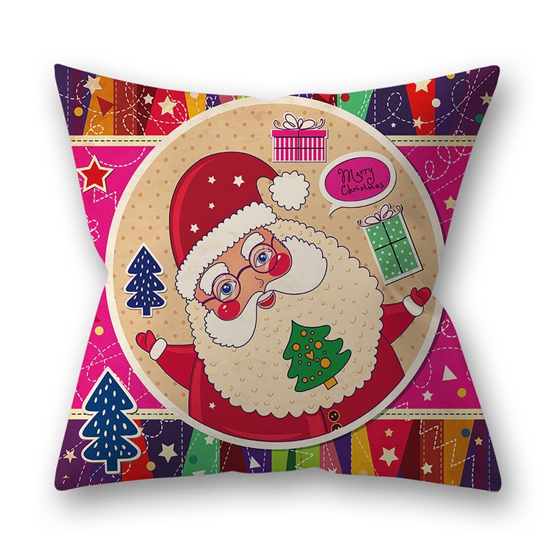 Decorative Polyester Peach Skin Christmas Series Printing Throw Pillow Cover 14#_45*45cm