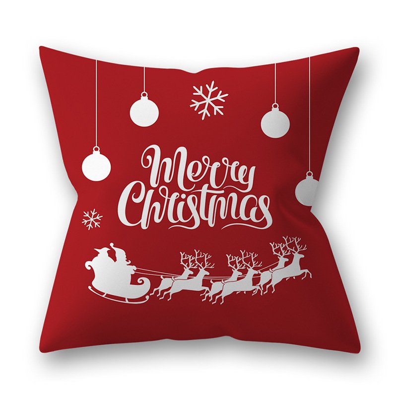 Decorative Polyester Peach Skin Christmas Series Printing Throw Pillow Cover 40#_45*45cm