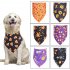 Decorative Scarf Printing Generic Pet Saliva Towel for Dogs and Cats 07 pumpkin with human bone on purple background  single layer  Suitable for pets with a nec