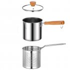 Deep Fryer Pot, Stainless Steel Frying Pan With Strainer Basket, Glass Lid, Handle, Home Kitchen Cooking Tools For Frying Fish, Shrimp, Chicken, Fries 1.3L pot+basket+glass lid