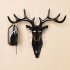 Deer Horn Wall Mounted Hanging Hook Self Adhesive DIY Hanger Rack Elk Head Design Bag Keys Sticky Holder black