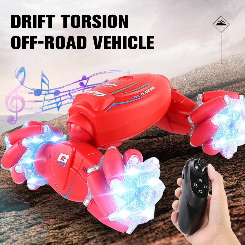 Deformation Off-Road Vehicle Stunt Torsion RC Car Racing 2.4 G Rechargeable Battery Children RC Toys red