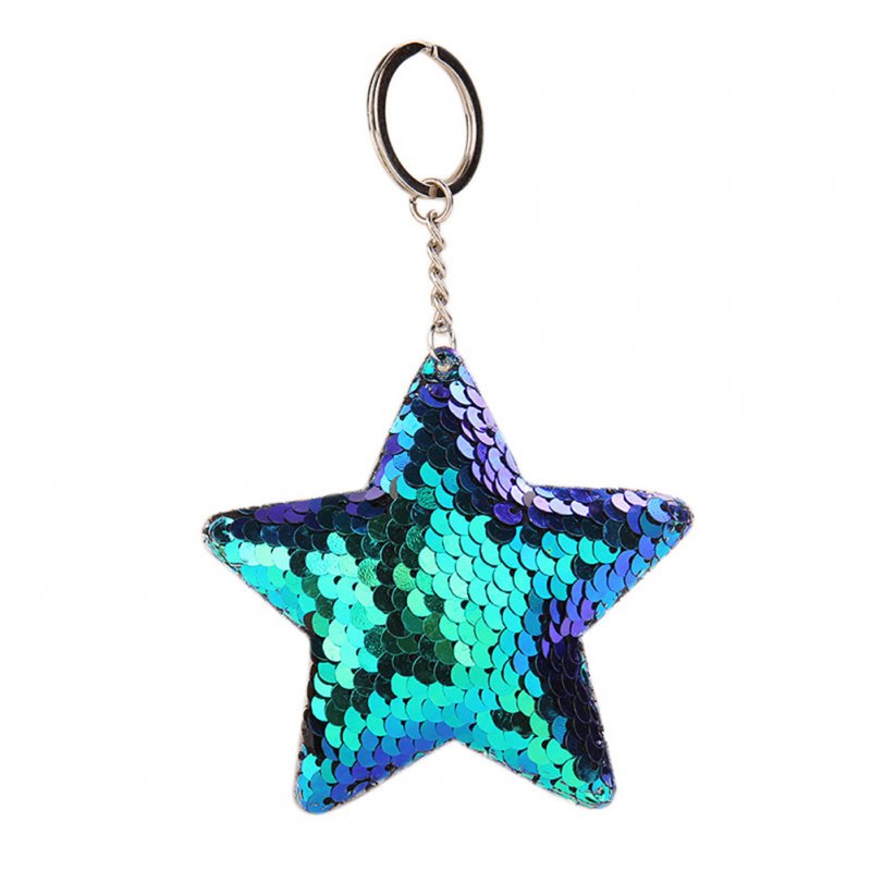 Delicate Sequins Pentagram Key Ring Unique Star Shape Keychain Pendant for Bag Decoration
