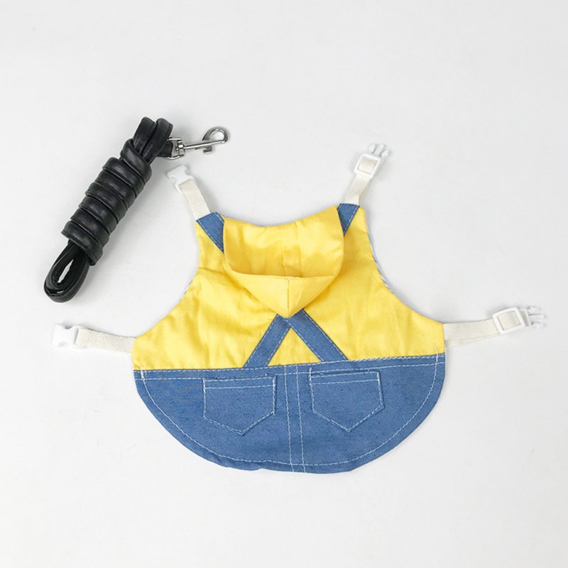 Denim Jacket Coat With Harness Leash Costume Clothes Pet Supplies For Rabbit Guinea Pig Hamster M size _yellow sports hat