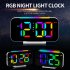 Desk Digital Clock RGB Display Alarm Clock With Ambient Lighting Night Lamp Electronic LED Time Display USB Powered Electronic Desktop Clocks For Bedroom Bedsid