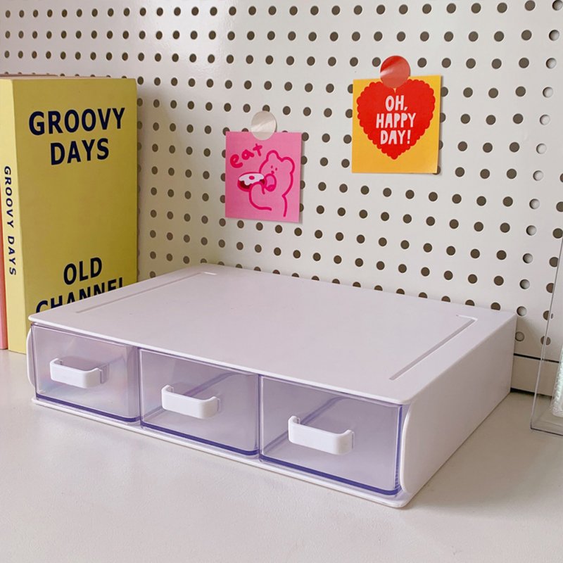 Desktop  Storage  Box Acrylic Drawer Type Dust-proof Shelf Stationery Sorting Household Box 9#White single layer three grids