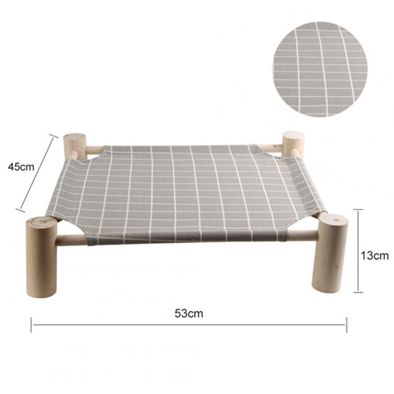 Detachable Pet Scratch Resistant Hammock Bed for Rabbit Dogs Puppy Cats Sleeping Gray grid_L-large
