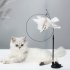 Detachable Teaser Stick Strong Suction Cup Funny Long Rod Feather Cat Interactive Toy white