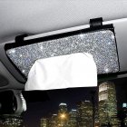 Diamond encrusted  Tissue  Box Car Sun Visor Napkin Holder Creative Pu Leather Backseat Tissue Case Car Accessories White diamond black