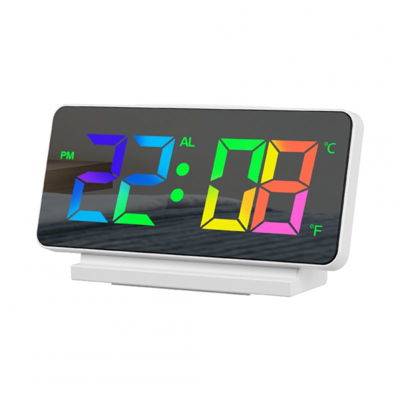 Digital Alarm Clock Colorful Screen Large Display Modern Desk Electronic Clock For Bedroom Home Office Decor Mirror Clocks colorful screen