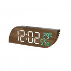 Digital Alarm Clock Mirror Surface LED Digital Clock With Snooze Function 2 Levels Brightness Temperature Humidity Display white+green