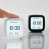 Digital Alarm Clock Time Date Display Electronic Temperature Humidity Monitor For Bedroom Home Office Decor White