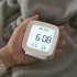 Digital Alarm Clock Time Date Display Electronic Temperature Humidity Monitor For Bedroom Home Office Decor White