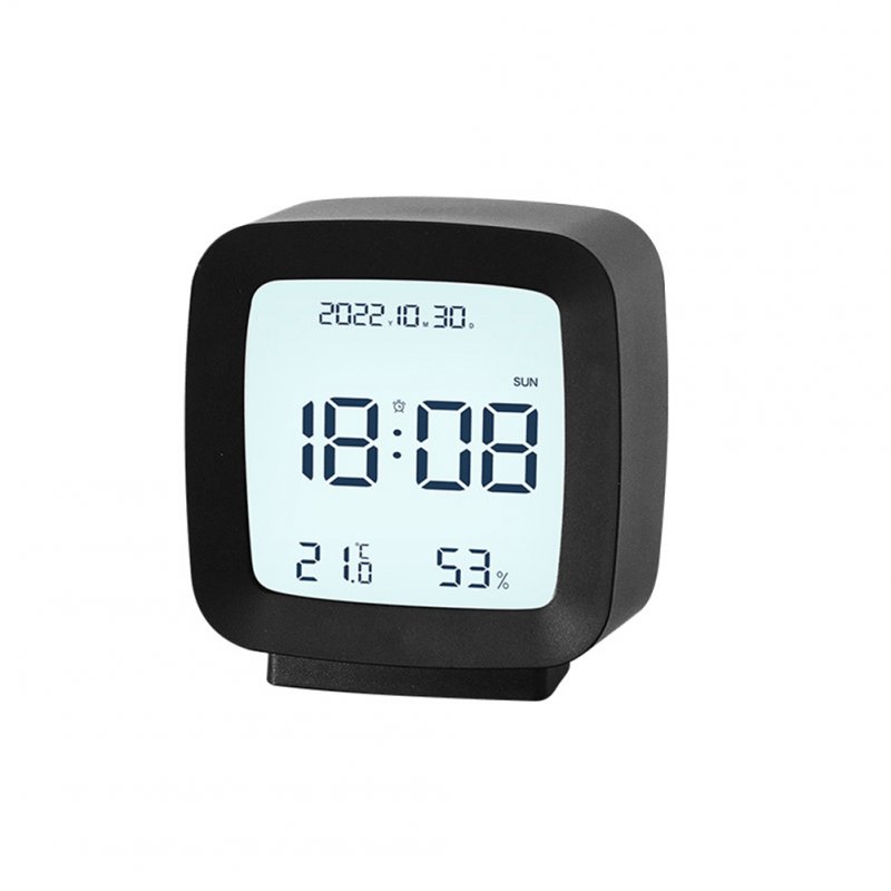 Digital Alarm Clock Time Date Display Electronic Temperature Humidity Monitor For Bedroom Home Office Decor black