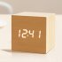 Digital Alarm Clock Wooden Electronic LED Time Display Silence Voice Control Multifunctional Smart Alarm Clock With Adjustable Brightness Electronic Desktop Clo
