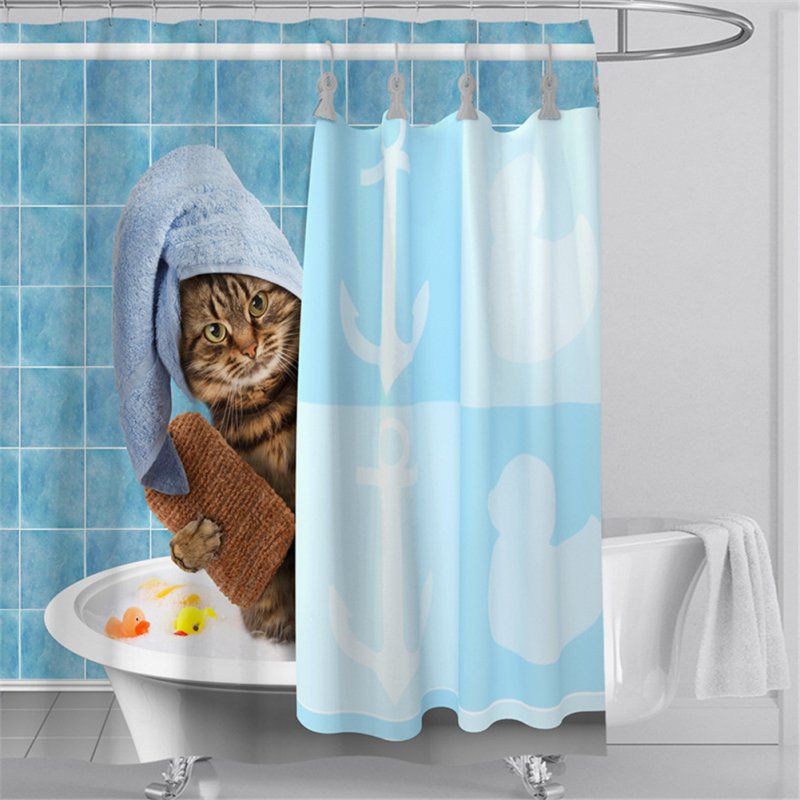 Digital Cat Printing Shower  Curtain For Bathroom Decor For Women Men Kids Girls Bathing cat_180*180cm